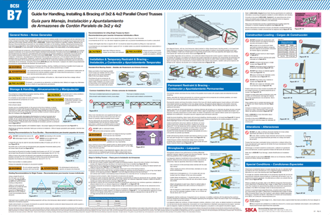 B7 Summary Sheet Flat 11" x 17" - Guide for Handling, Installing, and Bracing of 3x2 and 4x2 Parallel Chord Trusses (250 sheets)
