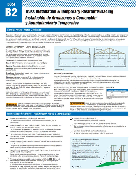 B2 Summary Sheet - Truss Installation & Temporary Restraint/Bracing (50 copies)