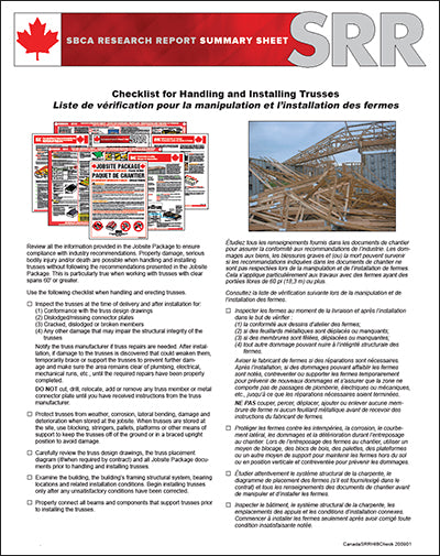 Canadian Checklist for Handling & Installing Trusses (50 copies) – SBCA ...