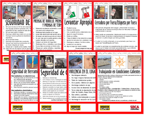 Operation Safety Poster Set (6 English Posters or 8 Spanish Posters)